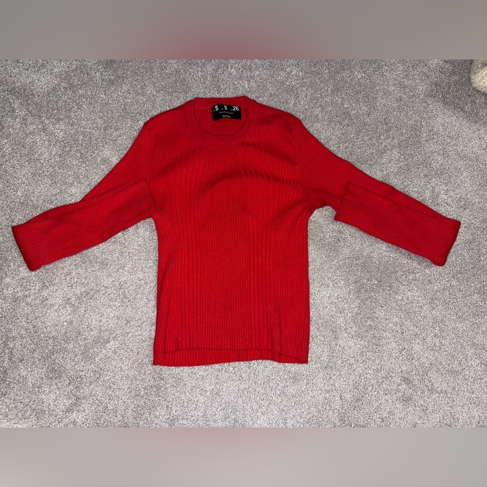 Bershka red cropped long sleeve sweater
